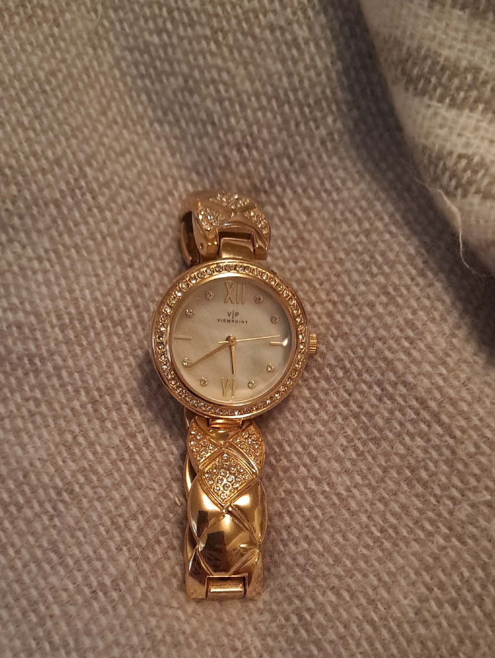 Gold-Tone Women's Crystal Bracelet Watch
